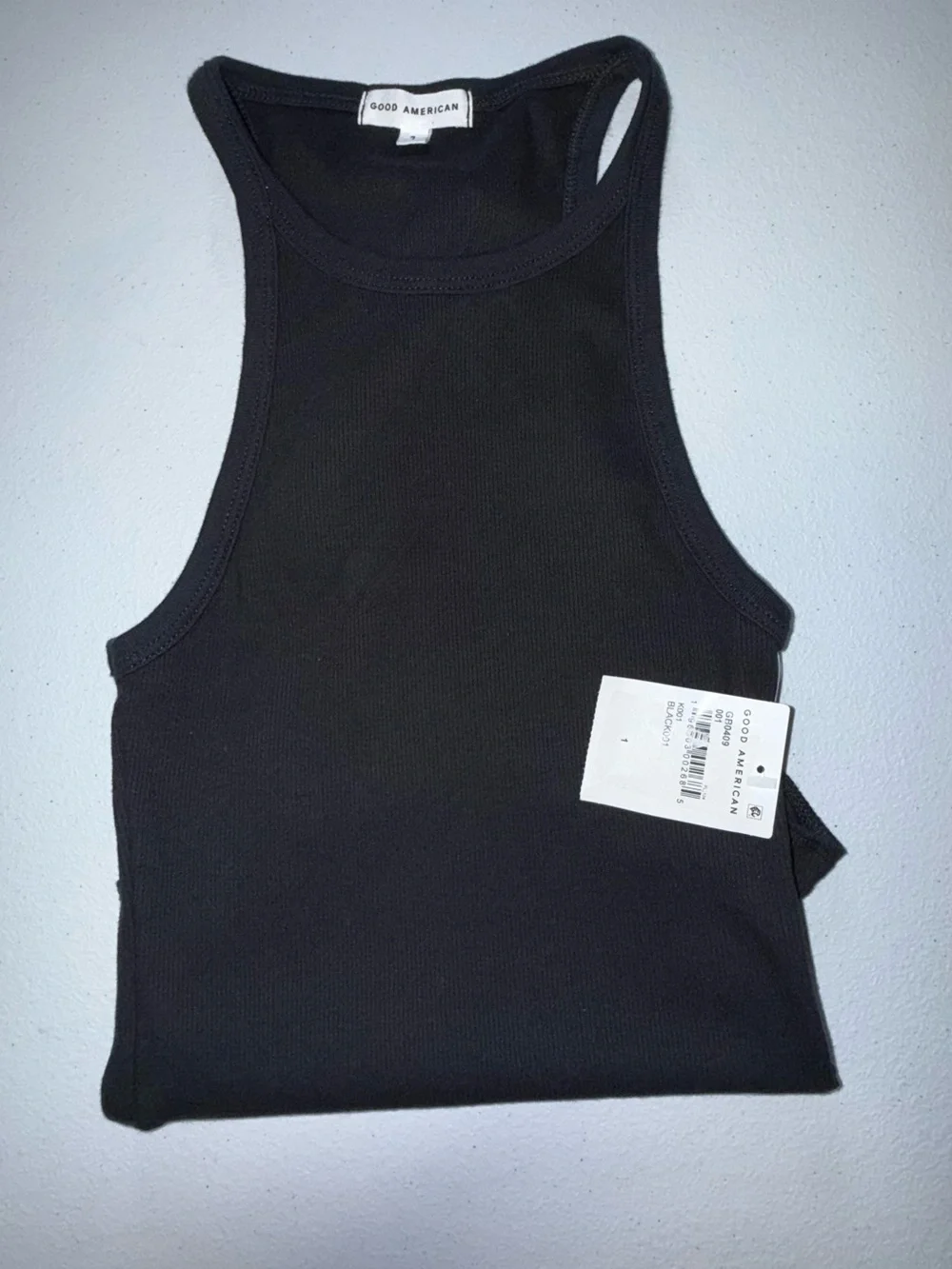 Good American Organic Cotton Ribbed Shaping Thong Bodysuit Black Size small NWT - Picture 2 of 8